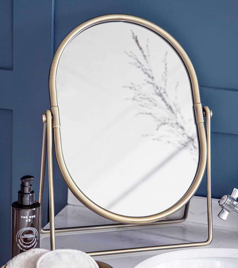 Shop the Novello Vanity Mirror in Antique Brass at Garden Trading