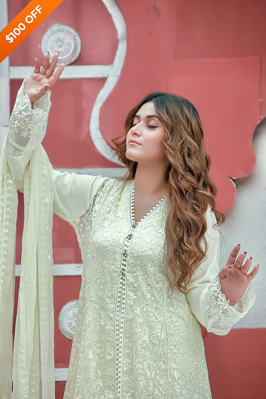 DH113 Off-White – Dhaagay Luxury Pret - Image 2