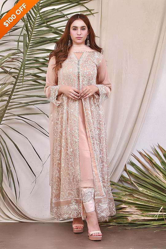 DH113 Peach – Dhaagay Luxury Pret