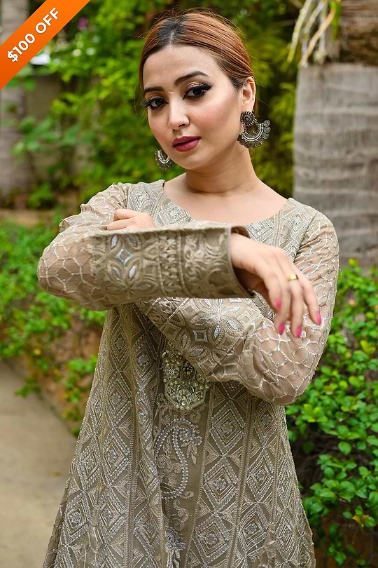 DH096 Light Brown – Dhaagay Luxury Pret - Image 2
