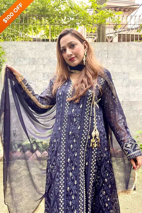DH099 Navy Blue – Dhaagay Luxury Pret