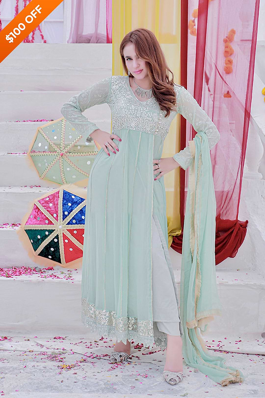 DH108 Mint Green – Dhaagay Luxury Pret - Image 2