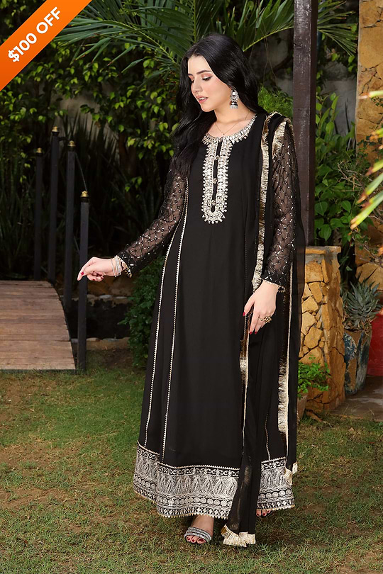 DH123 Black – Dhaagay Luxury Pret - Image 2