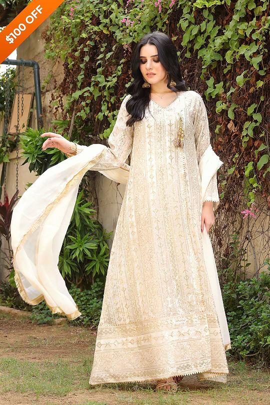 DH122 Off-White – Dhaagay Luxury Pret