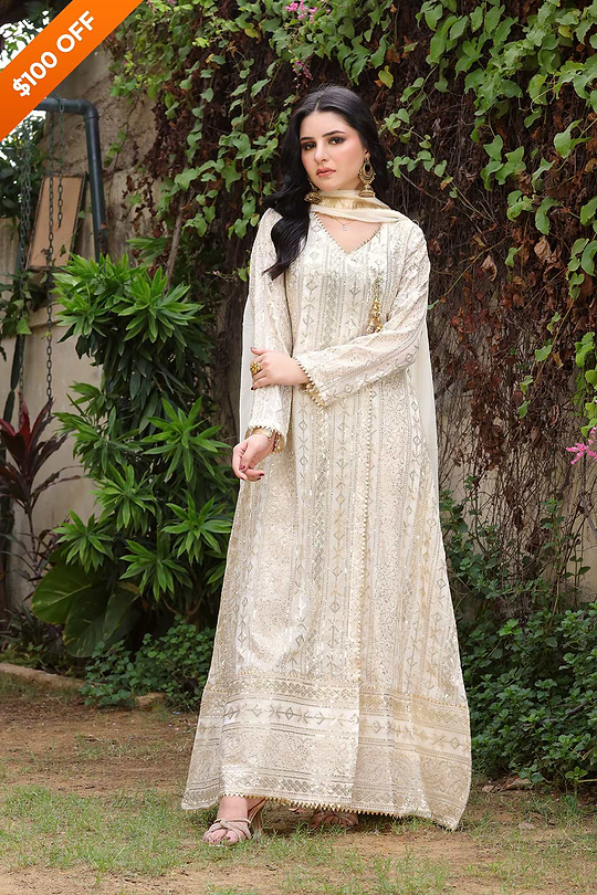 DH122 Off-White – Dhaagay Luxury Pret - Image 3