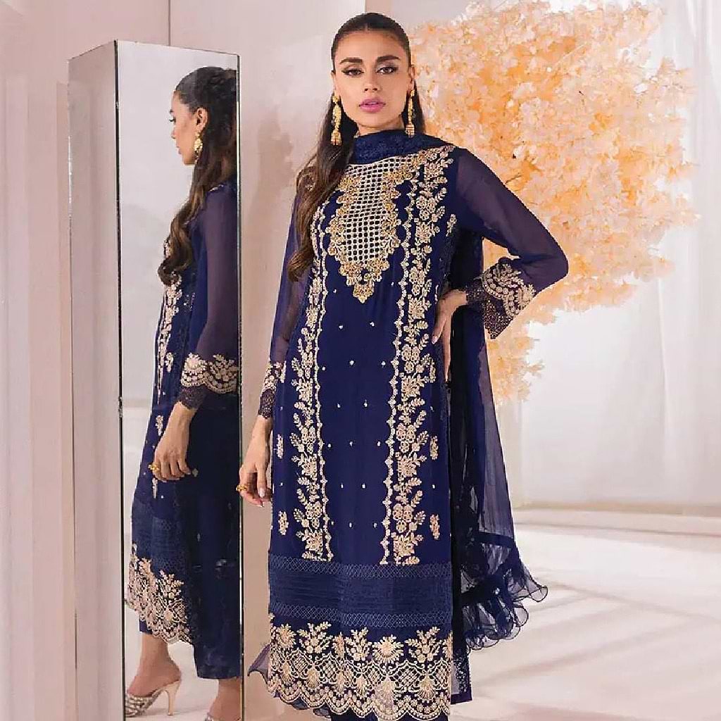 A purple ornate Indian Dress