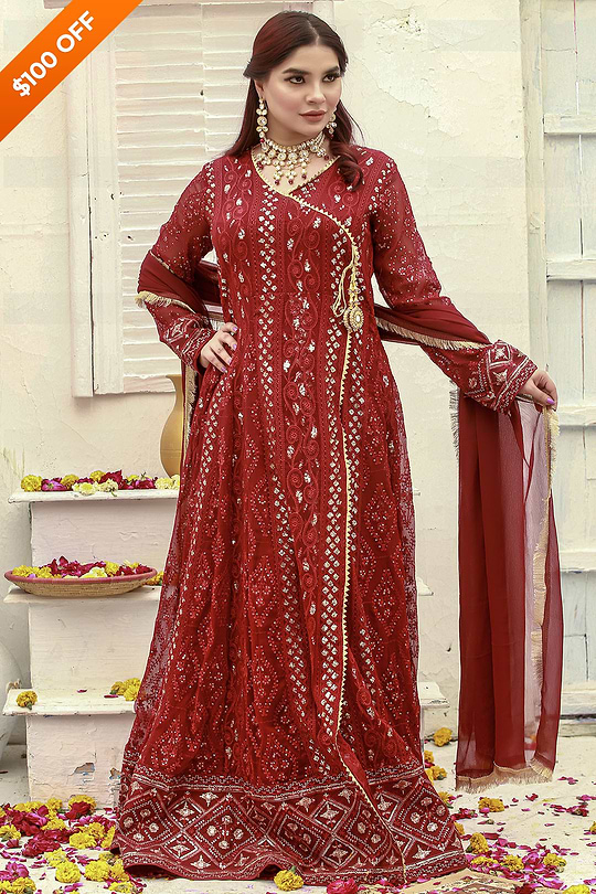 DH099 Maroon – Dhaagay Luxury Pret