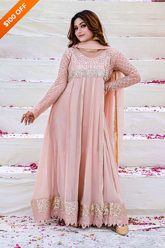 DH108 Peach – Dhaagay Luxury Pret