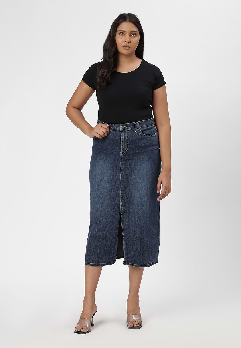 UnWaste Pledge | Dark Indigo Maxi Pencil Skirt