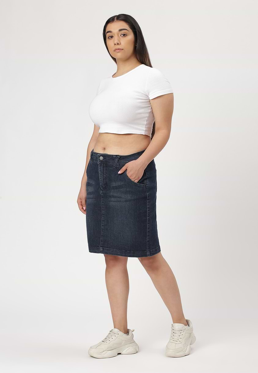 UnWaste Pledge | Dark Indigo Mini Pencil Skirt