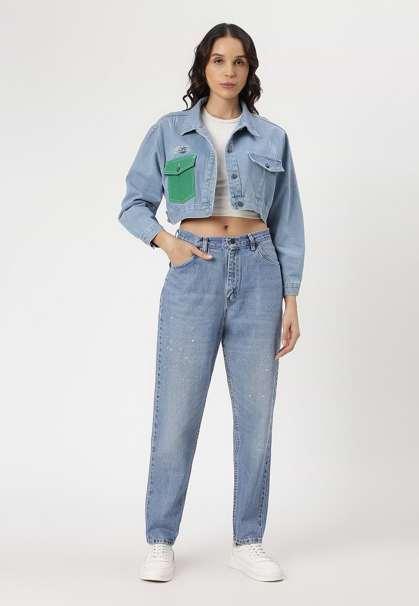 UnCrave Pledge | Light Indigo Cropped Trucker Jacket