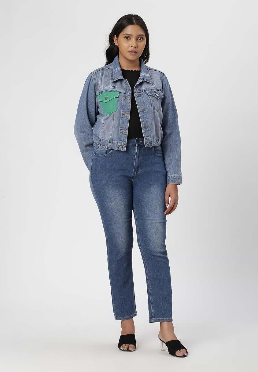 UnCrave Pledge | Mid Indigo Cropped Trucker Jacket