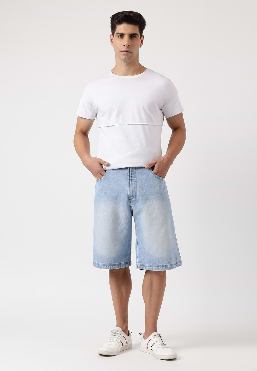 Re.Street Rebel | Light Indigo High Rise Bermuda Shorts