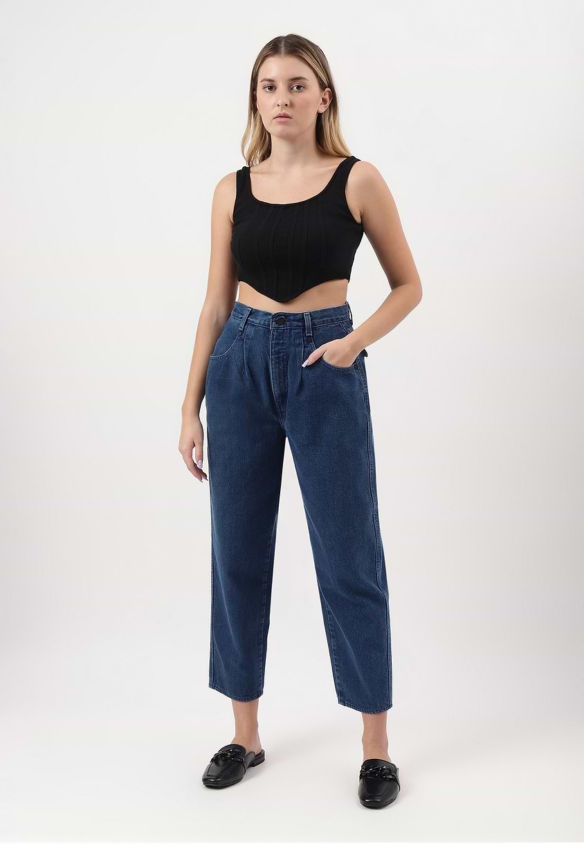 Re.Street Rebel | Dark Indigo High Rise Cropped Baggy Jeans