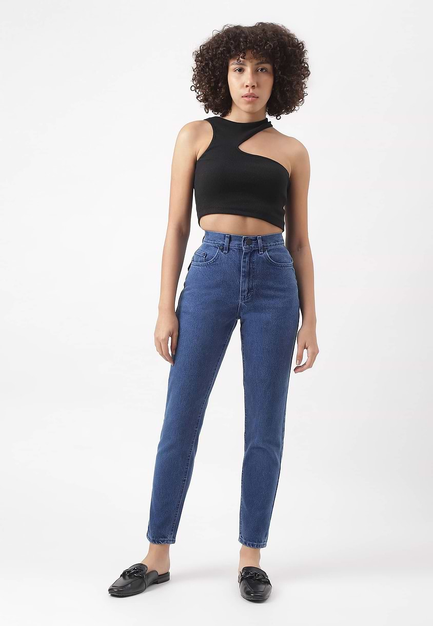 Re.Street Rebel | Dark Indigo High Rise Cropped Mom Fit Jeans