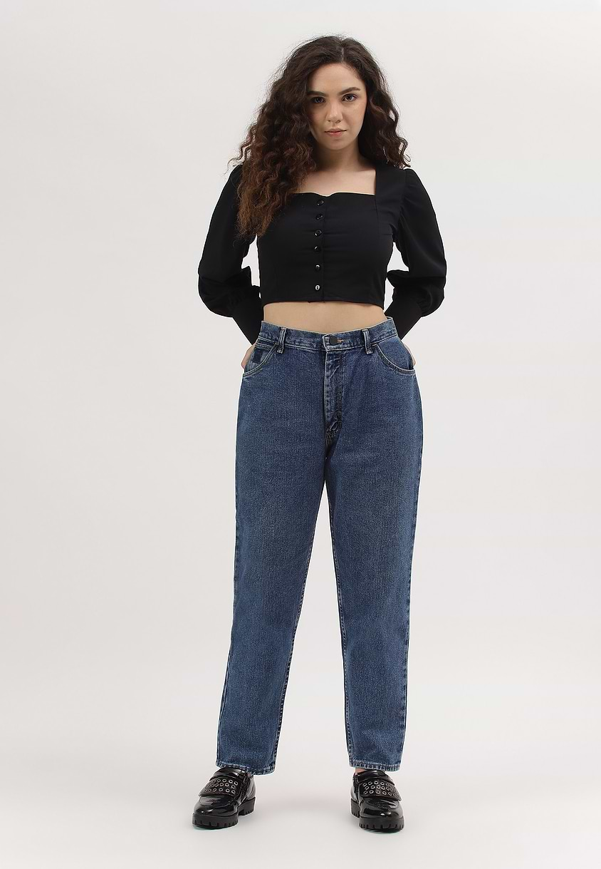 Re.Street Rebel | Dark Indigo High Rise Cropped Mom Fit Jeans