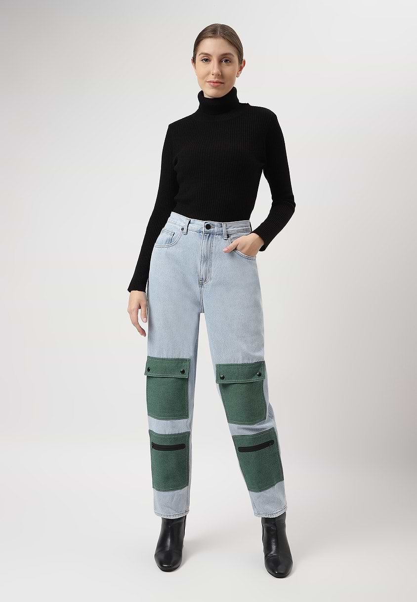 Re.Street Multi-pocket | Light Indigo High Rise Cropped Mom Fit Jeans