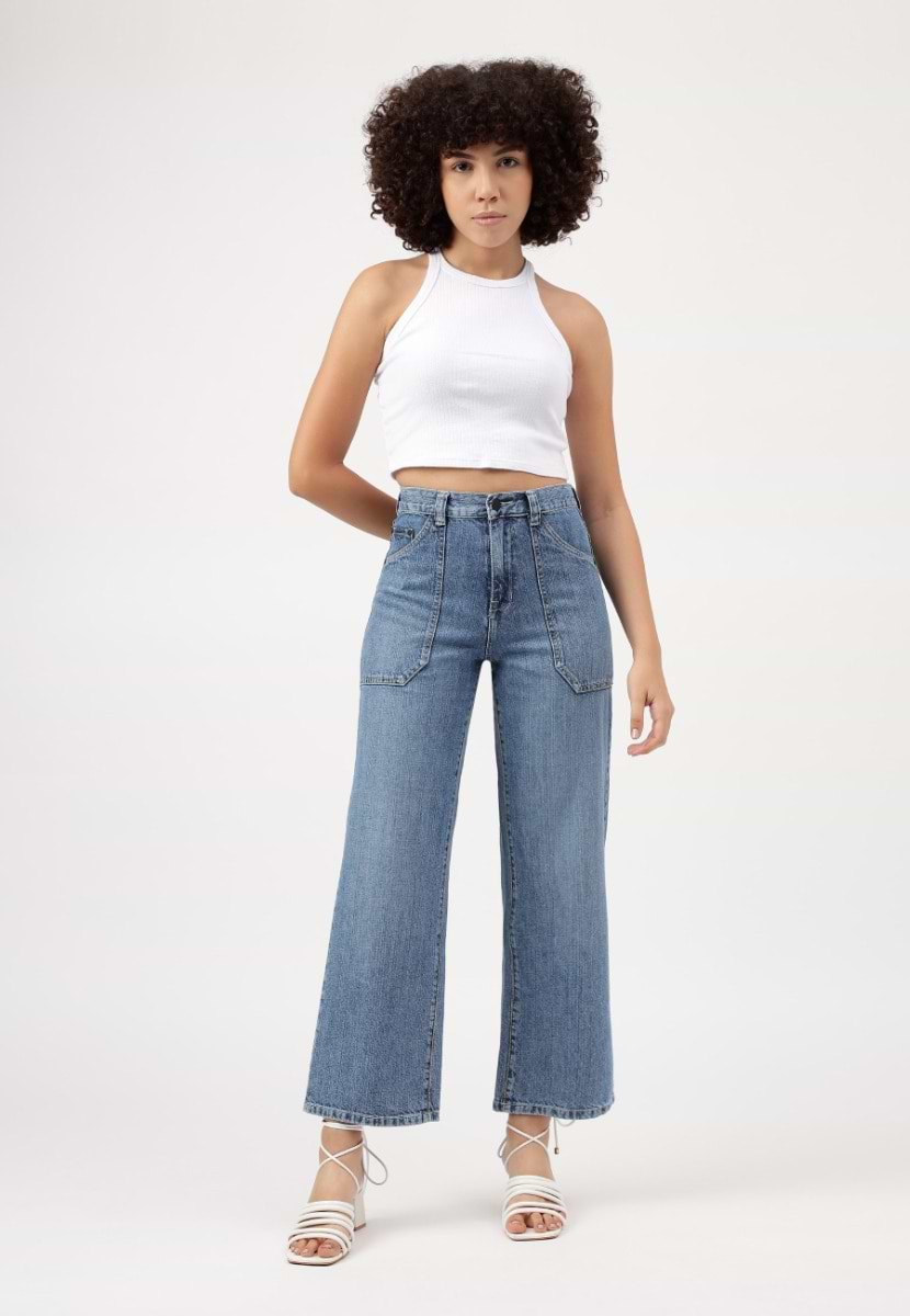 Re.Street Rebel | Mid Indigo High Rise Cropped Straight Jeans