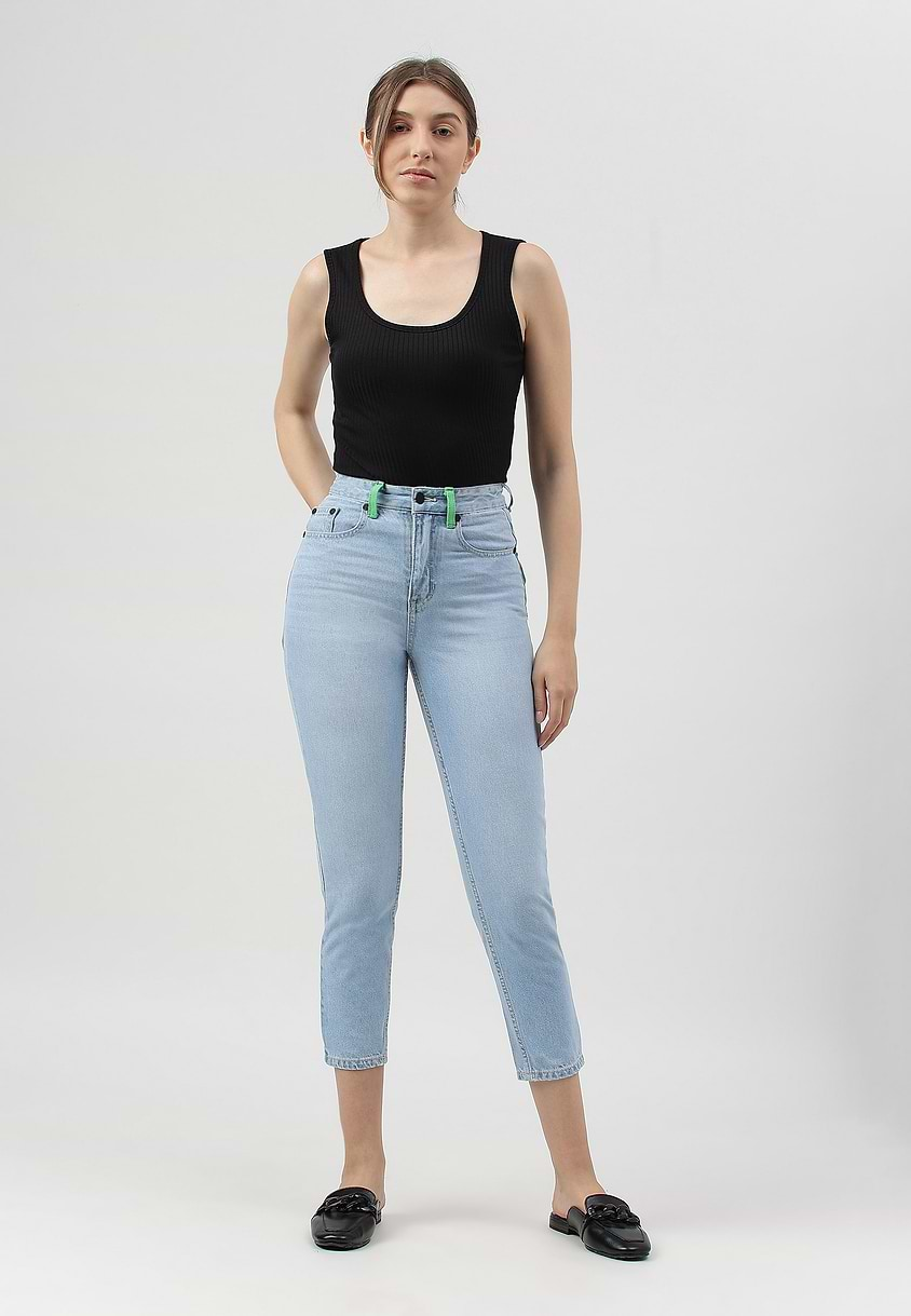 Re.Street Rebel | Light Indigo High Rise Cropped Mom Fit Jeans