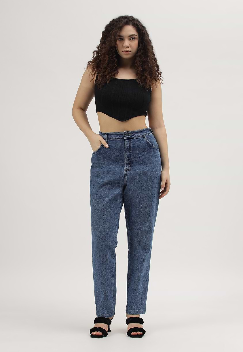 Re.Street Rebel | Mid Indigo High Rise Cropped Slim Jeans