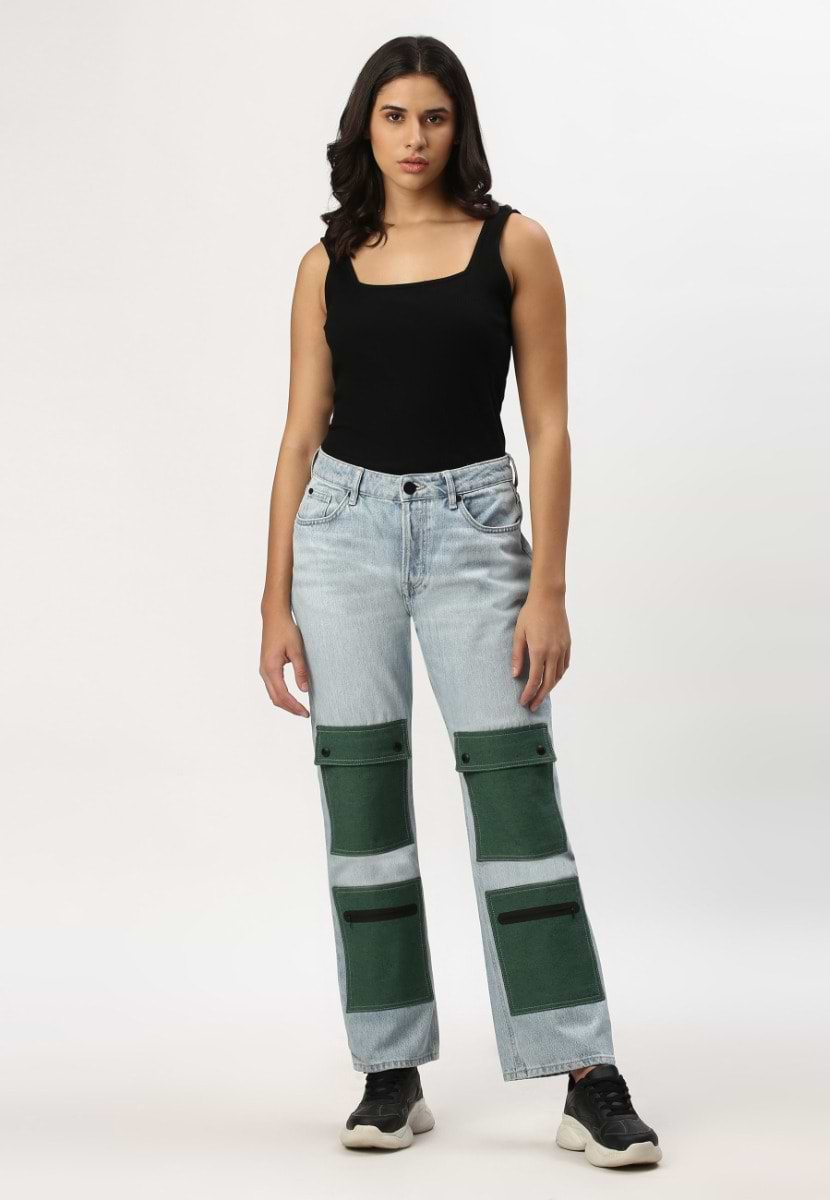 Re.Street Multi-pocket | Light Indigo High Rise Cropped Straight Jeans