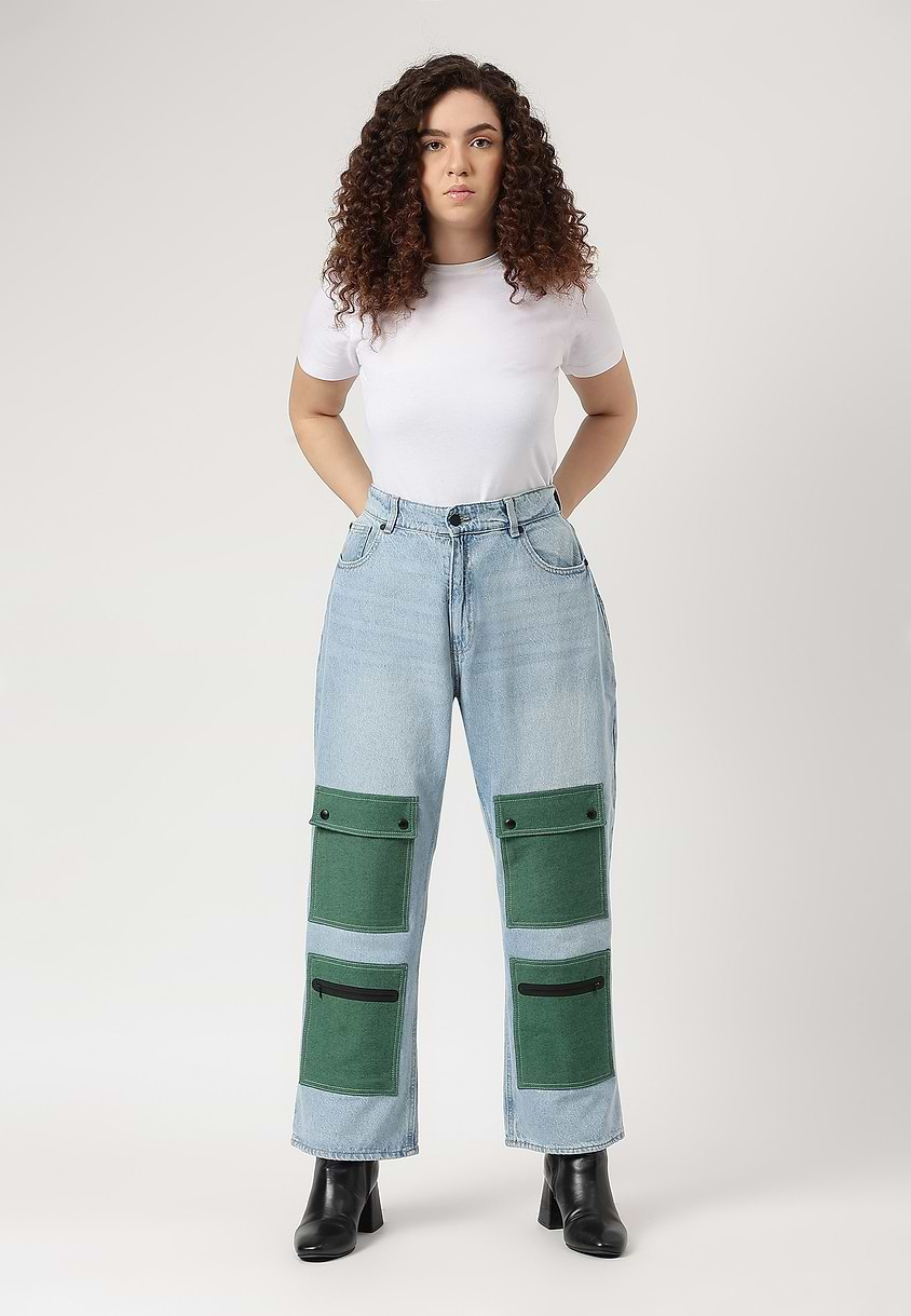 Re.Street Multi-pocket | Light Indigo High Rise Cropped Straight Jeans