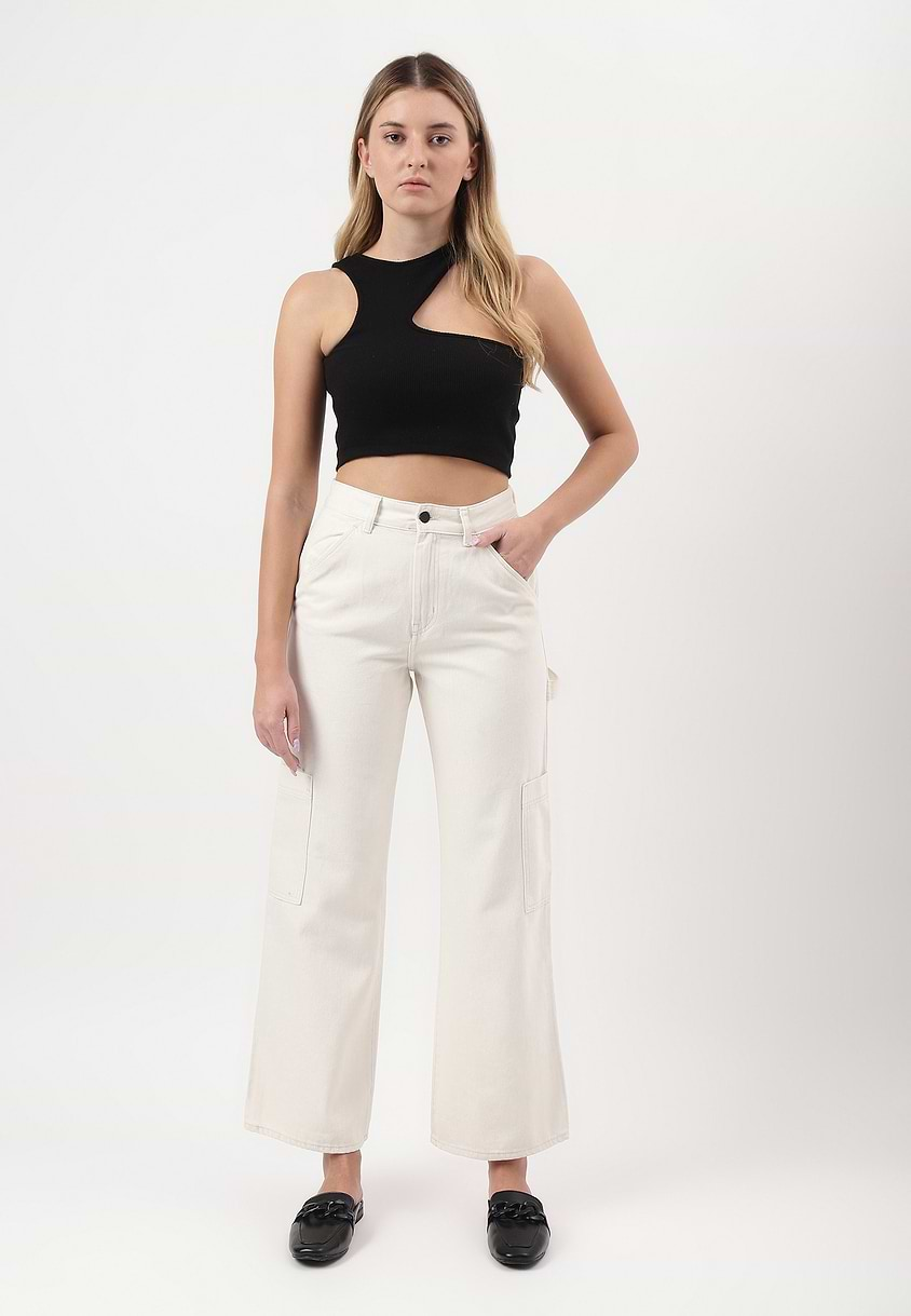 Re.Street Rebel | White High Rise Cropped Wide Legged Jeans