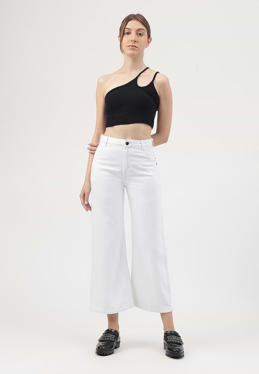 Re.Street Rebel | White High Rise Cropped Wide Legged Jeans