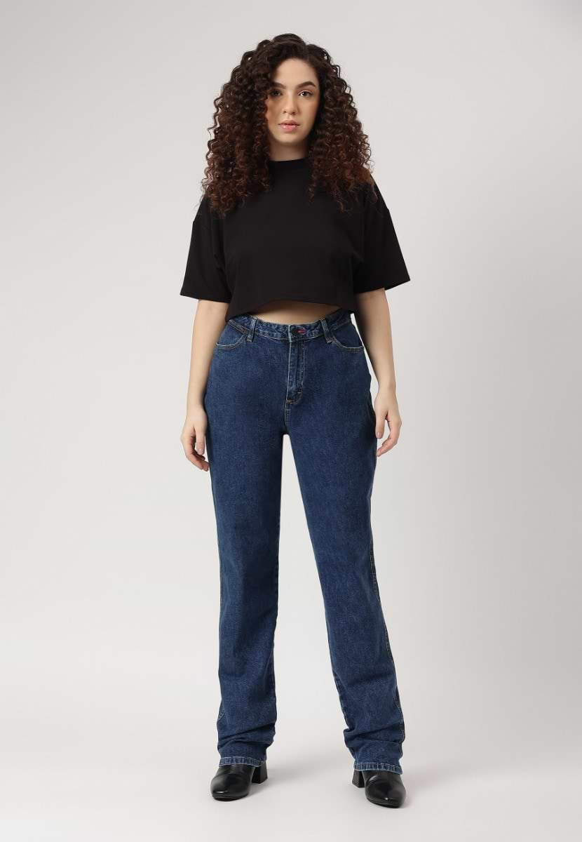 Re.Street Rebel | Dark Indigo High Rise Long Straight Jeans