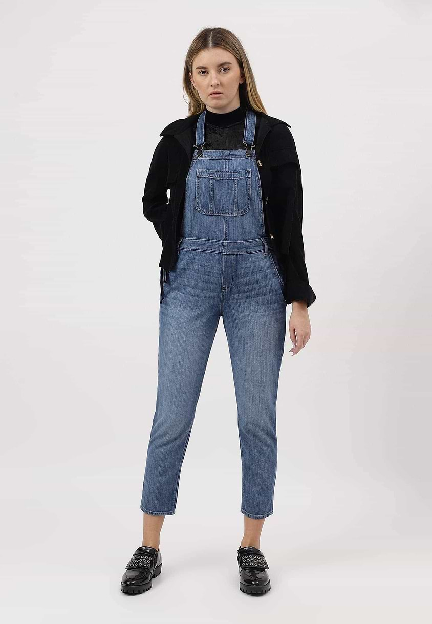 Re.Street Rebel | Light Indigo Cropped Slim Dungaree