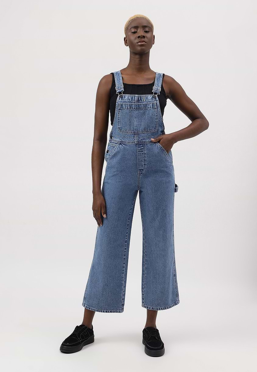 Re.Street Rebel | Mid Indigo Cropped Straight Dungaree