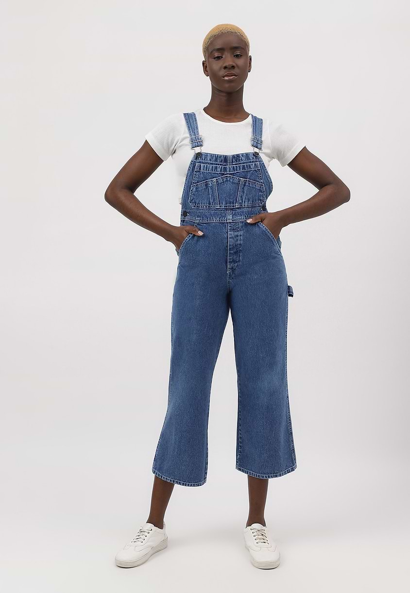 Re.Street Rebel | Mid Indigo Cropped Straight Dungaree