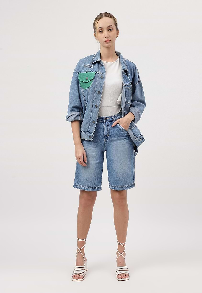 Re.Street Rebel | Mid Indigo High Rise Bermuda Shorts