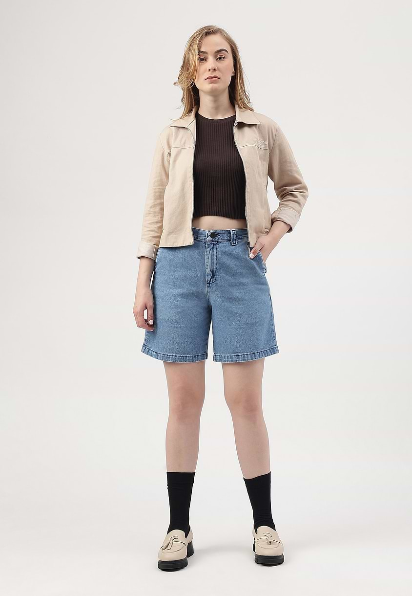 Re.Street Rebel | Light Indigo High Rise Bermuda Shorts