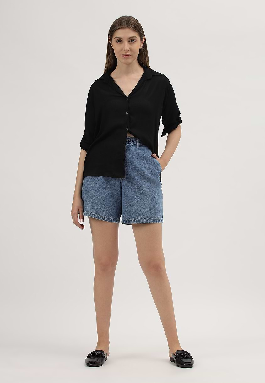 Re.Street Rebel | Mid Indigo High Rise Straight Shorts