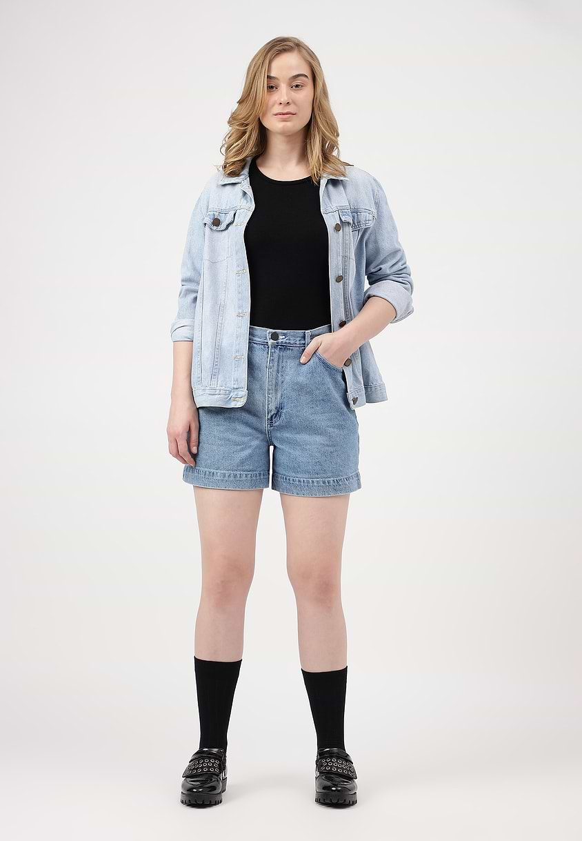 Re.Street Rebel | Light Indigo High Rise Straight Shorts