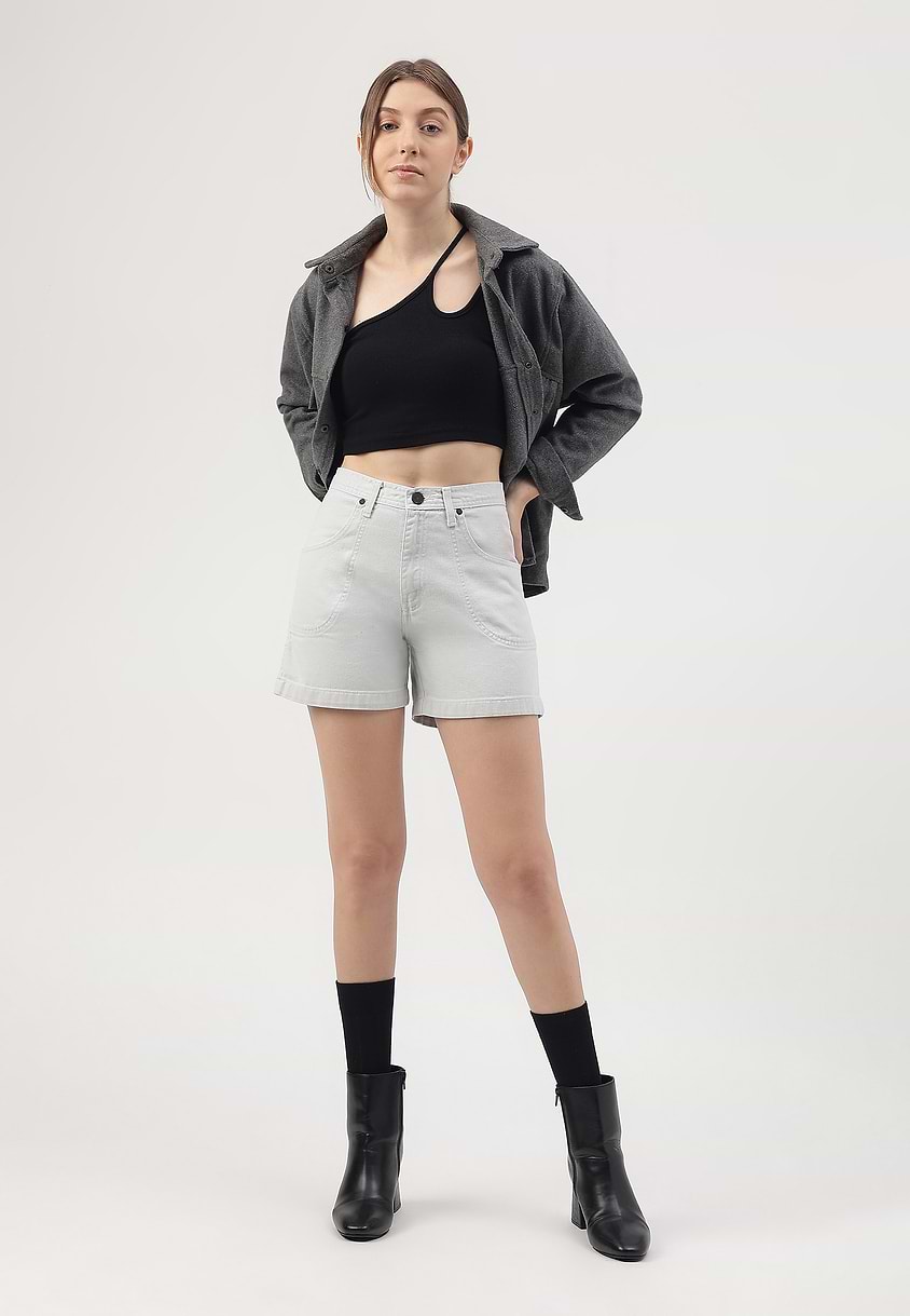 Re.Street Rebel | White High Rise Mom Fit Shorts