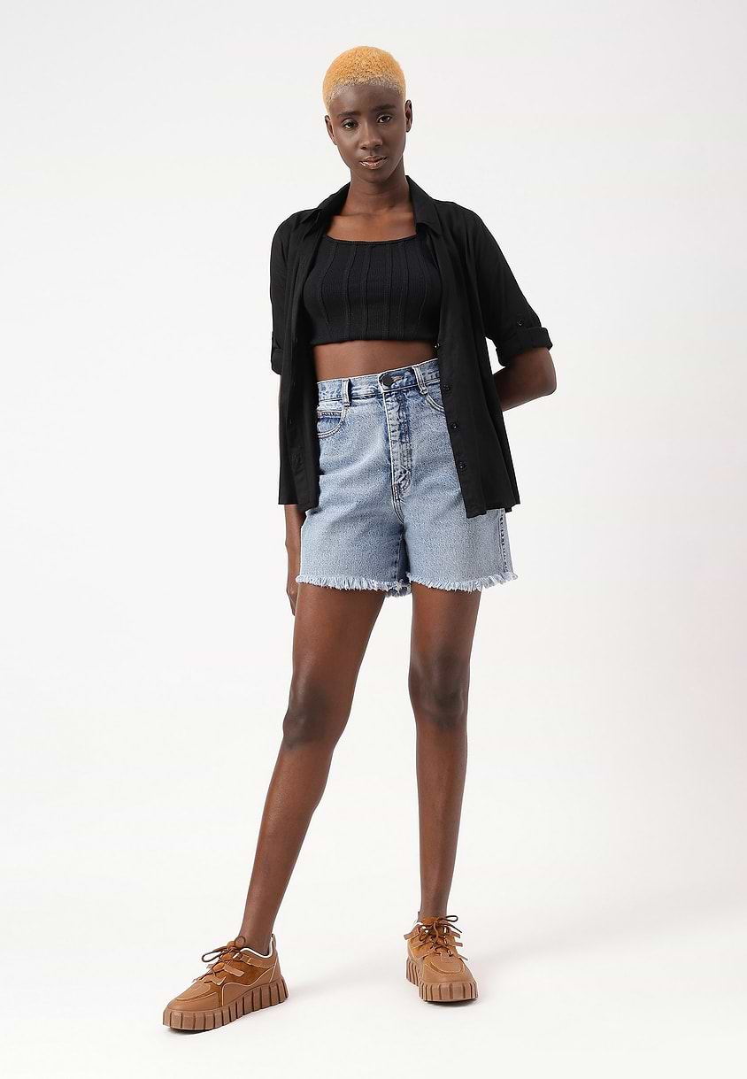 Re.Street Rebel | Dark Indigo High Rise Straight Shorts