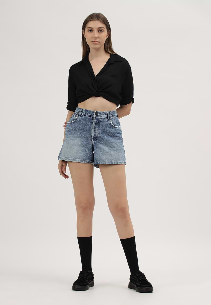 Re.Street Rebel | Dark Indigo High Rise Straight Shorts