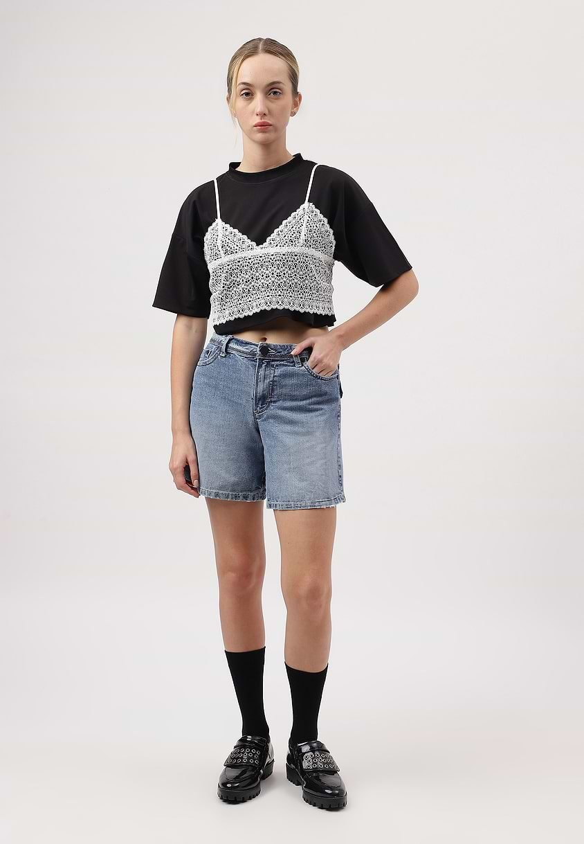 Re.Street Rebel | Dark Indigo Mid Rise Straight Shorts