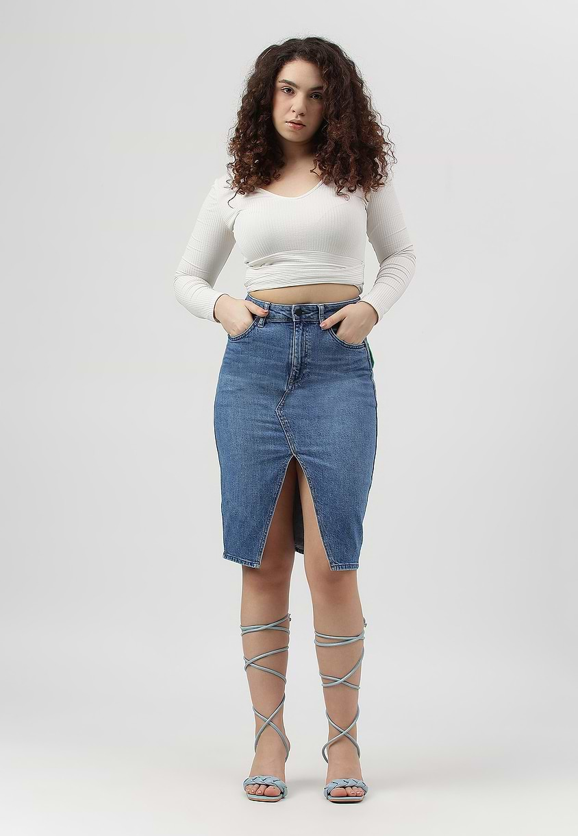 Re.Street Rebel | Mid Indigo Midi Pencil Skirt