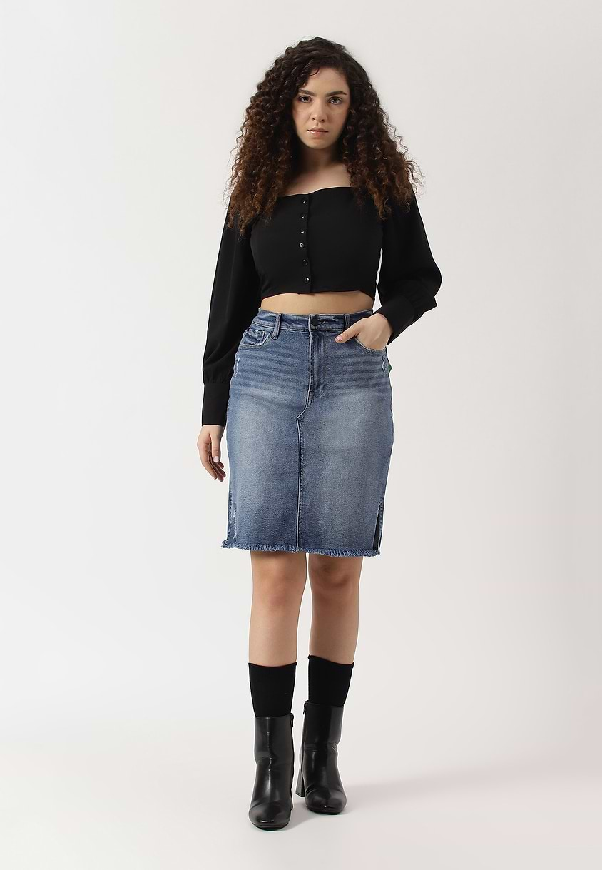 Re.Street Rebel | Mid Indigo Midi Pencil Skirt