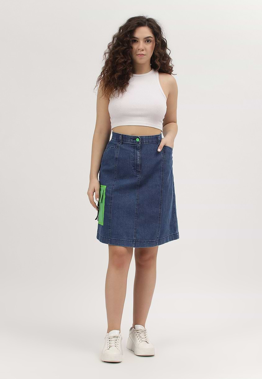 Re.Street Siren | Mid Indigo Midi A-Line Skirt