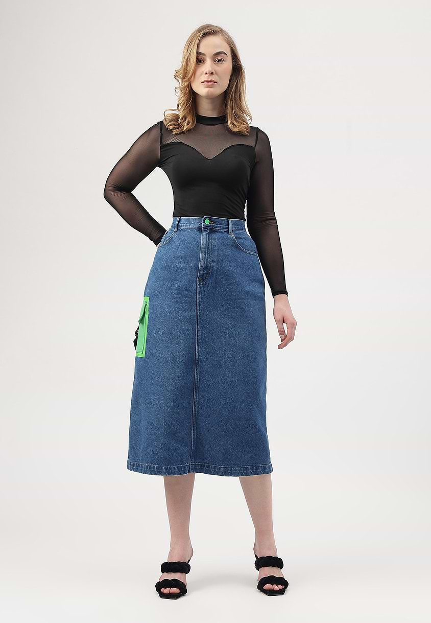 Re.Street Siren | Mid Indigo Maxi Pencil Skirt