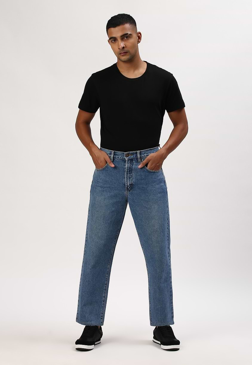 UnExcess Pledge | Mid Indigo High Rise Baggy Jeans