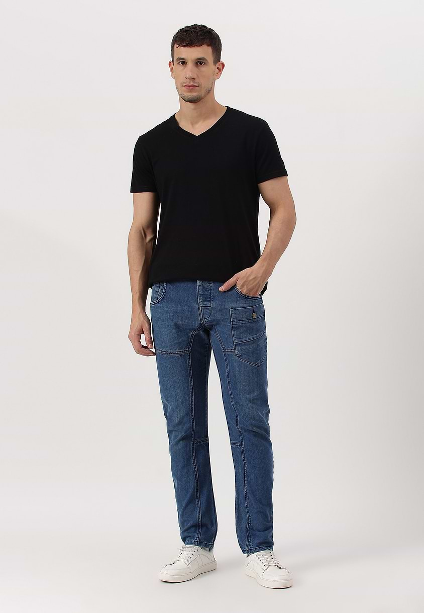 UnExcess Pledge | Mid Indigo Mid Rise Slim Jeans