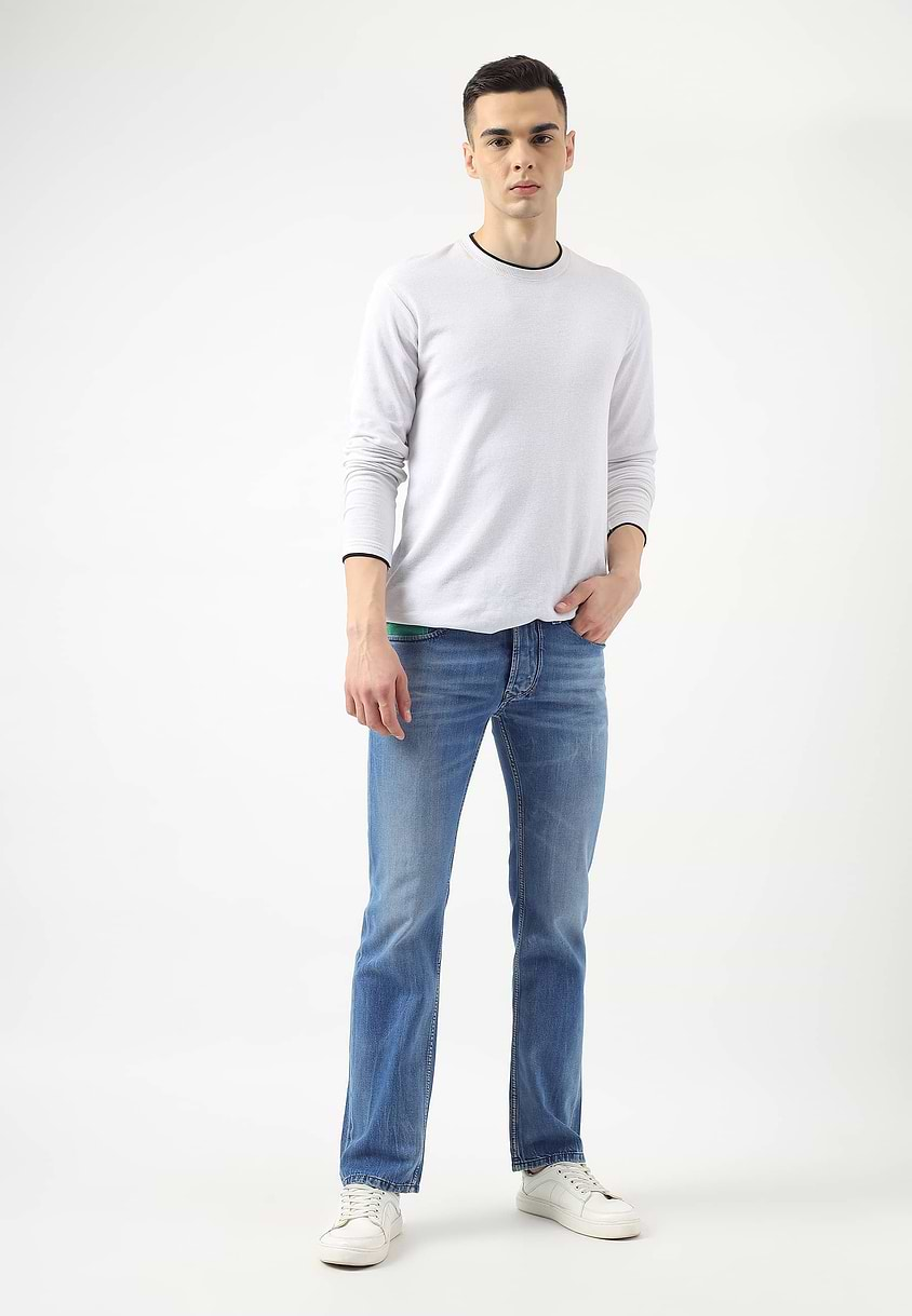 UnExcess Pledge | Mid Indigo Low Rise Straight Jeans