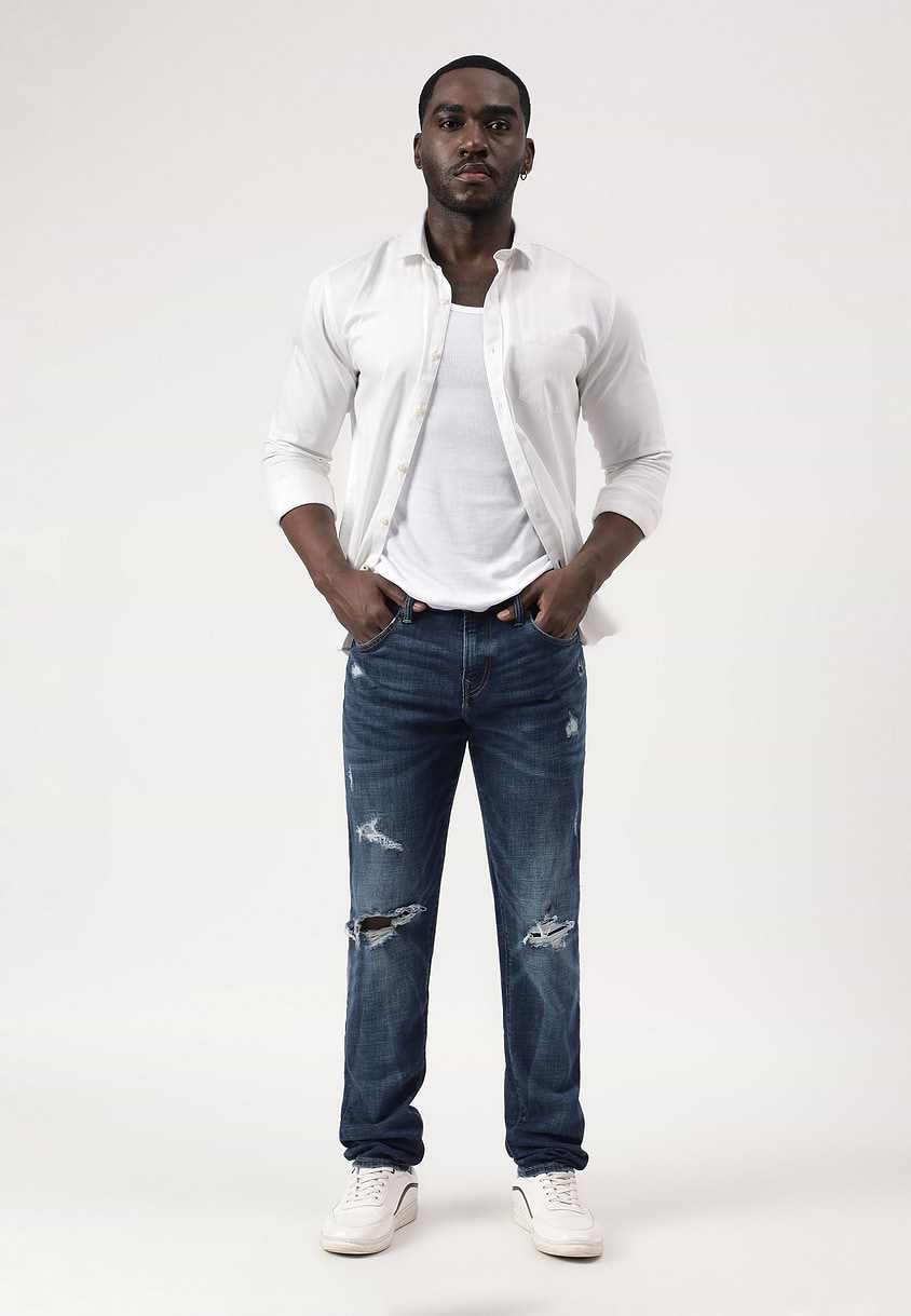 UnWaste Pledge | Dark Indigo Mid Rise Slim Jeans