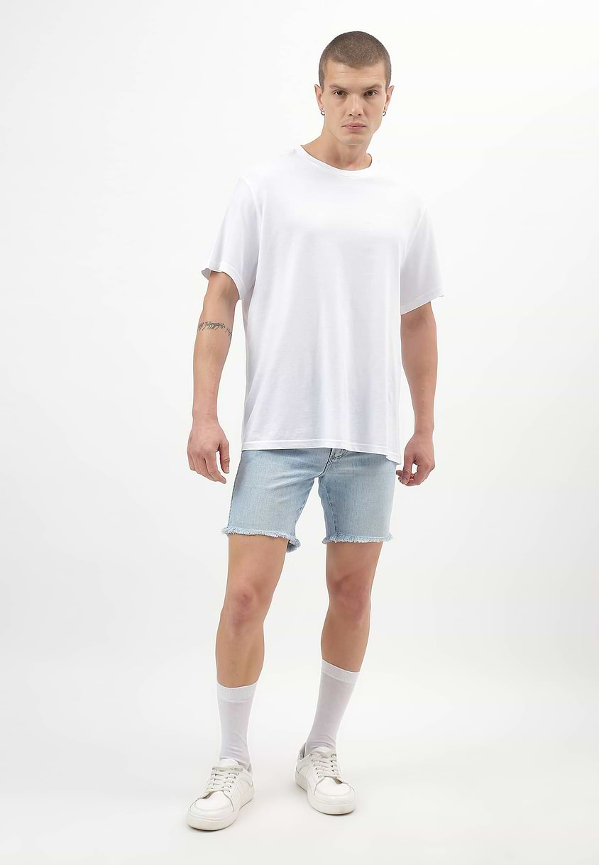 UnExcess Pledge | Light Indigo Mid Rise Straight Shorts