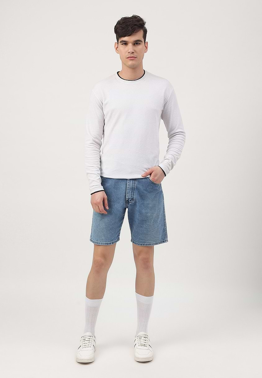 UnExcess Pledge | Mid Indigo High Rise Straight Shorts